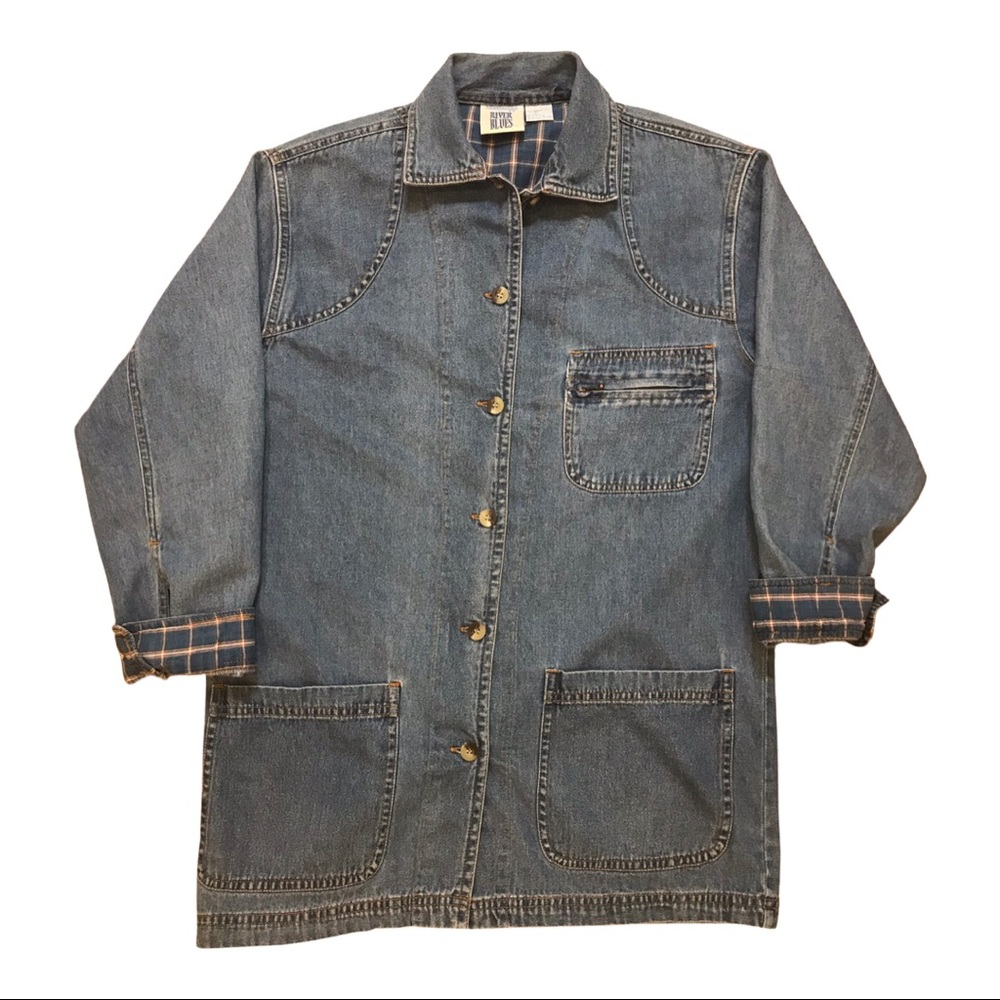 Denim Chore Jacket, vintage medium blue color